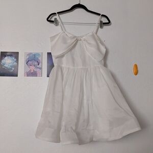 White Bow Mini Dress